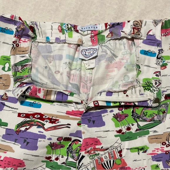 Carolina Blues Colorful Capris with Mid Century Illustrations | Stretch Cotton - Picture 9 of 10